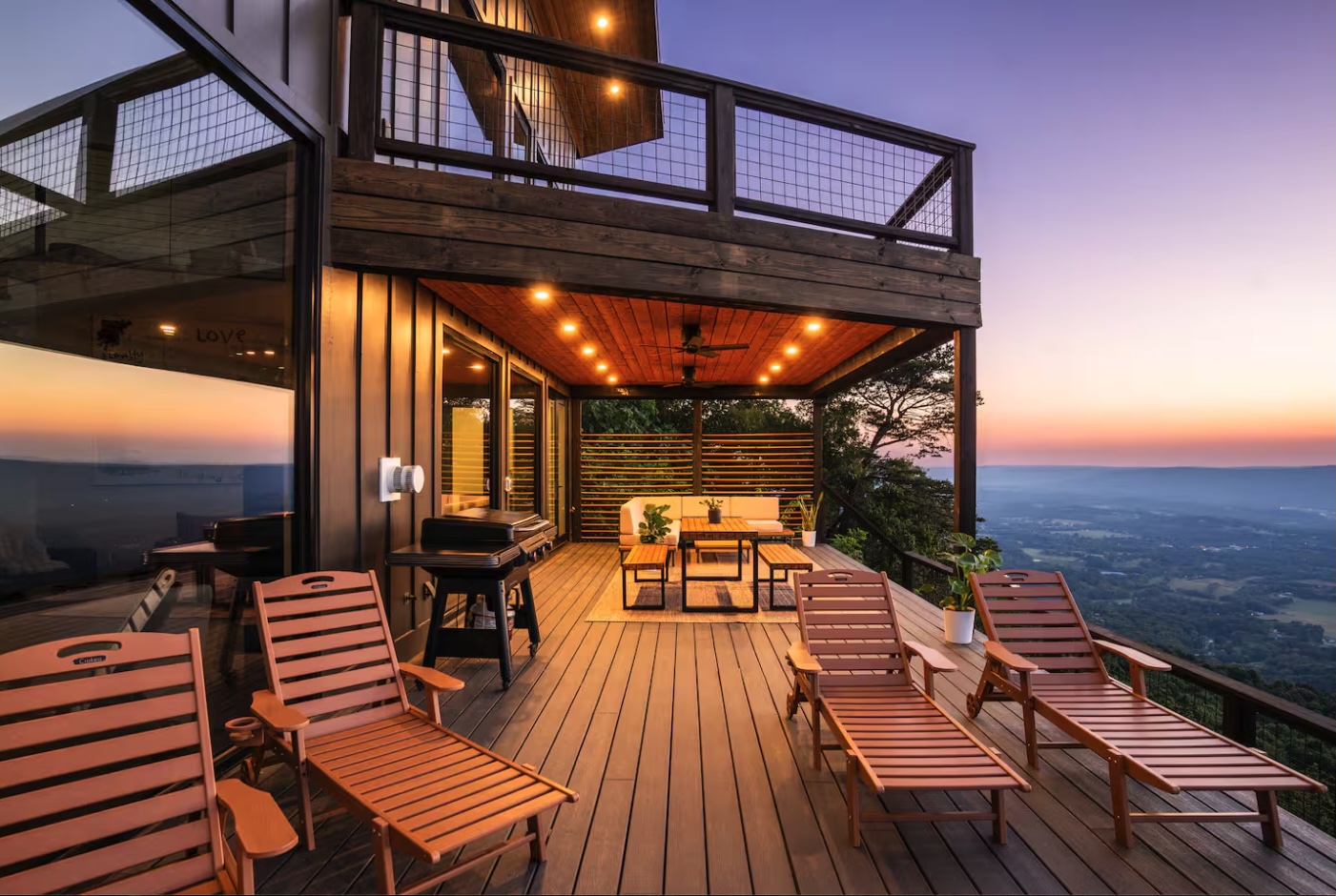 Cliffside Airbnb deck at sunset overlooking the Tennessee valley — MP BMX Chattanooga Takeover headquarters